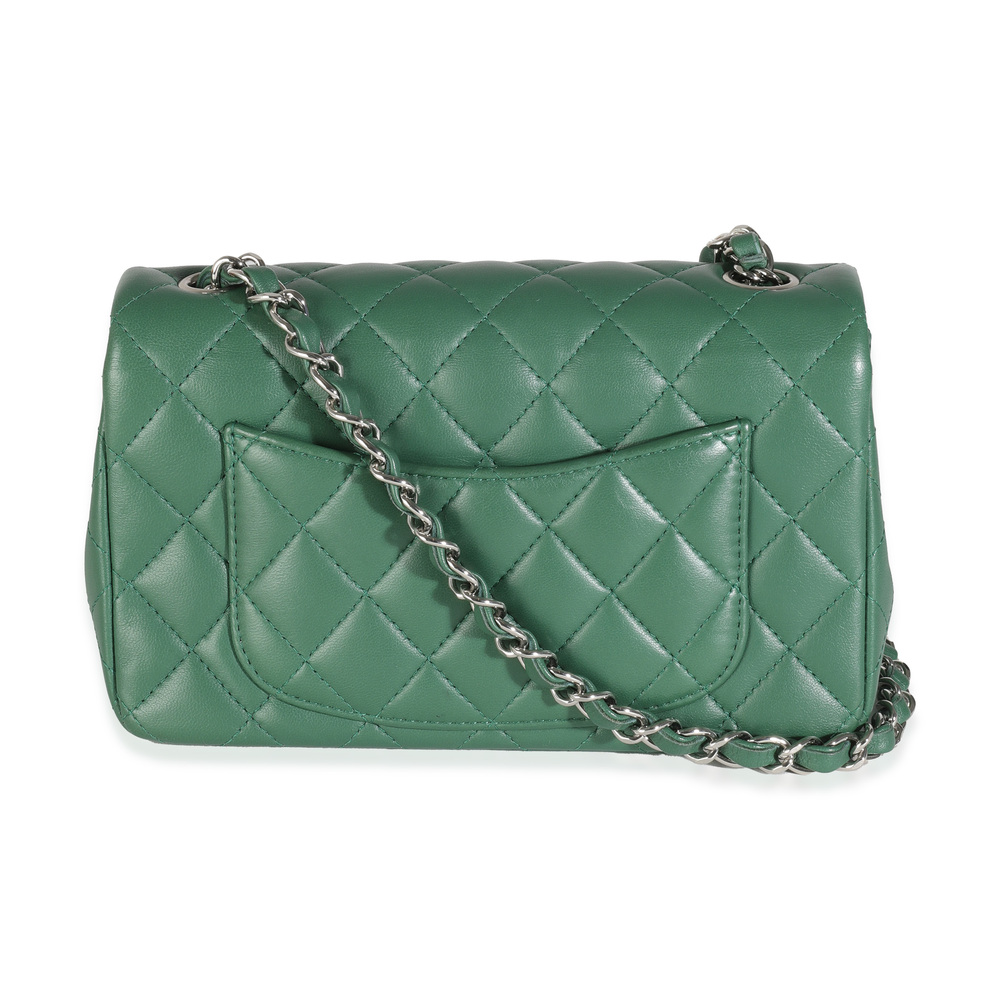 Chanel 19B Dark Green Quilted Lambskin Mini Rectangular Flap Bag - Picture 2 of 8